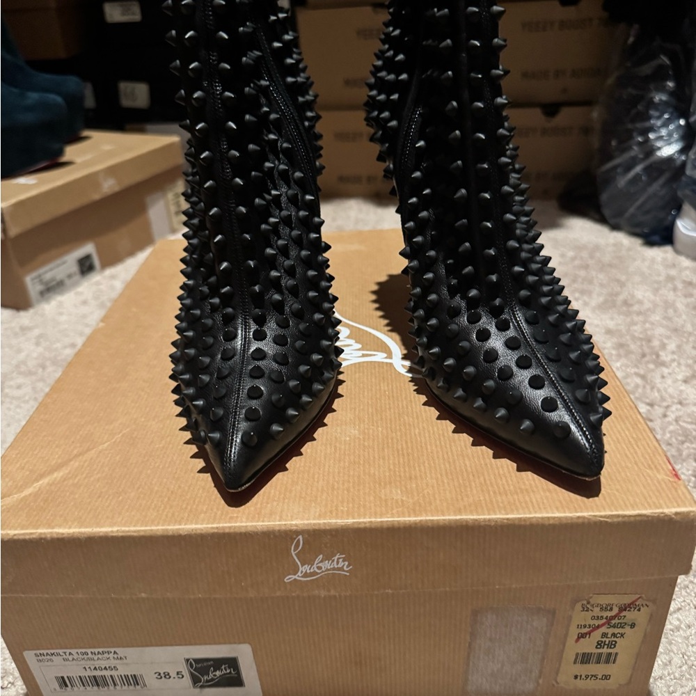 Christian Louboutin Black Studded Stiletto Boots